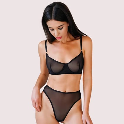Ruby Whisper See-Through Bra & Thong Set