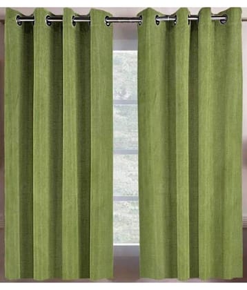 N2C Home Solid Semi-Transparent Eyelet Curtain 5 ft ( Pack of 2 ) - Green