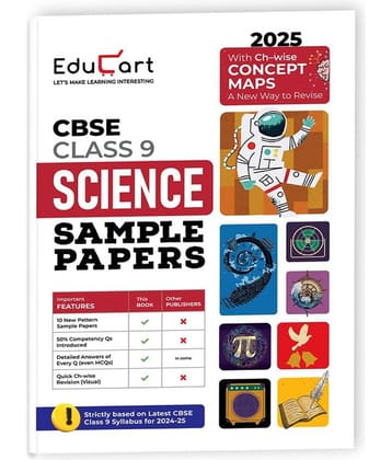 Educart CBSE Science Class 9 Sample Papers for 2024-25 (Introducing Revision Maps) 2025