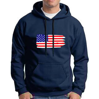 HIT SQUARE Men Blue Printed Hooded Full Sleeve Sweatshirt