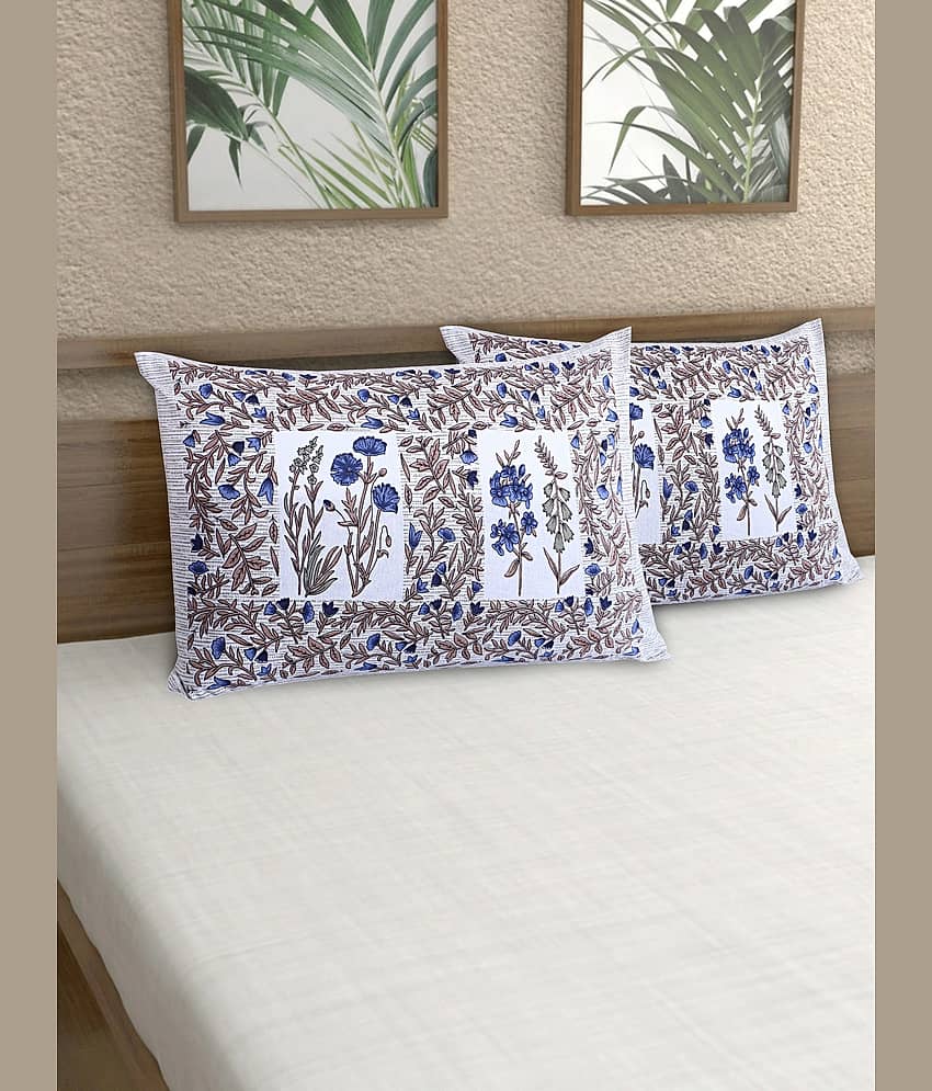 AJ Home - Pack of 2 Cotton Ethnic Regular Pillow Cover ( 68.58 cm(27) x 43.18 cm(17) ) - Blue