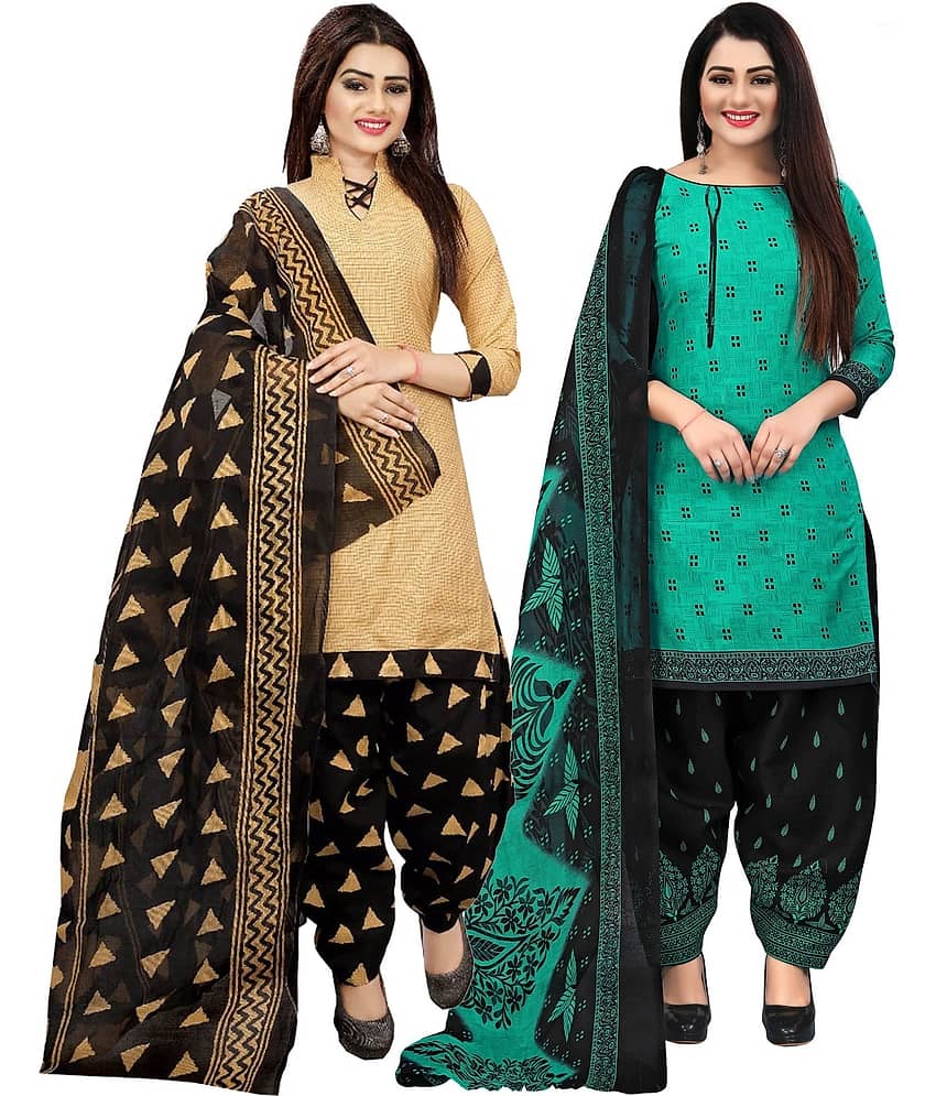 Rajnandini Unstitched Cotton Blend Printed Dress Material - Multicolor ( Pack of 2 )