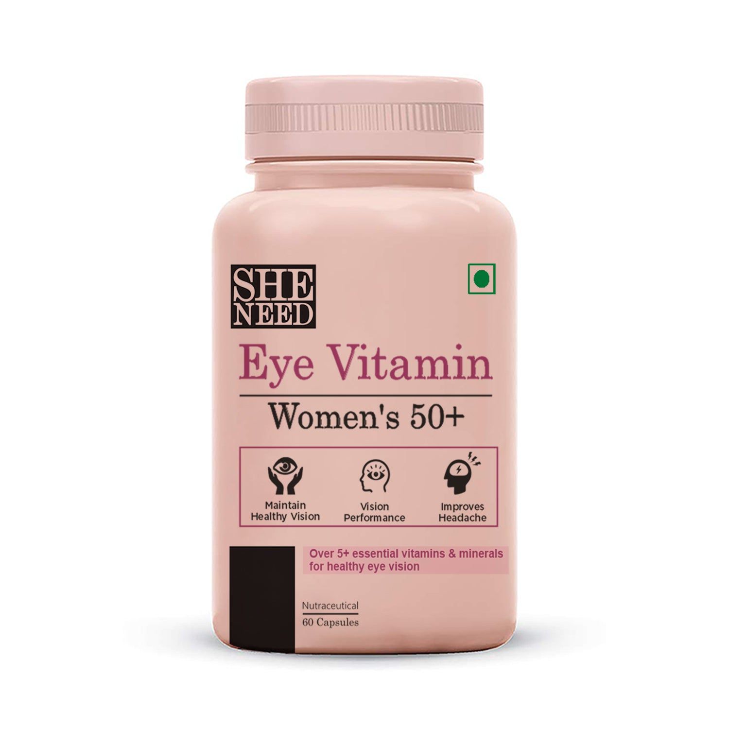 SHENEED WOMEN’S EYE VITAMIN 50+ Supplement for Dry Eyes, Healthy Vision, Natural Eye & Vision Support with Zeaxanthin, Meso Zeaxanthin, Lutein, Blueberry Extract Plus - 60 Capsules