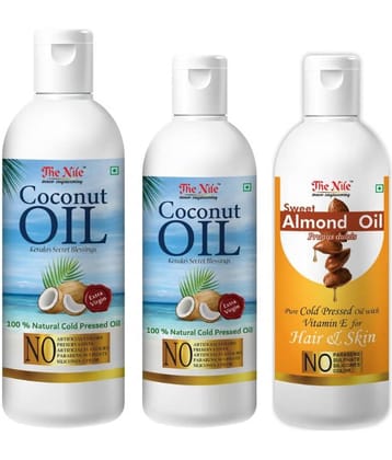 The Nile Coconut 150 ML +  Coconut Oil 100 ML + Almond Oil 100 Ml 350 mL Pack of 3