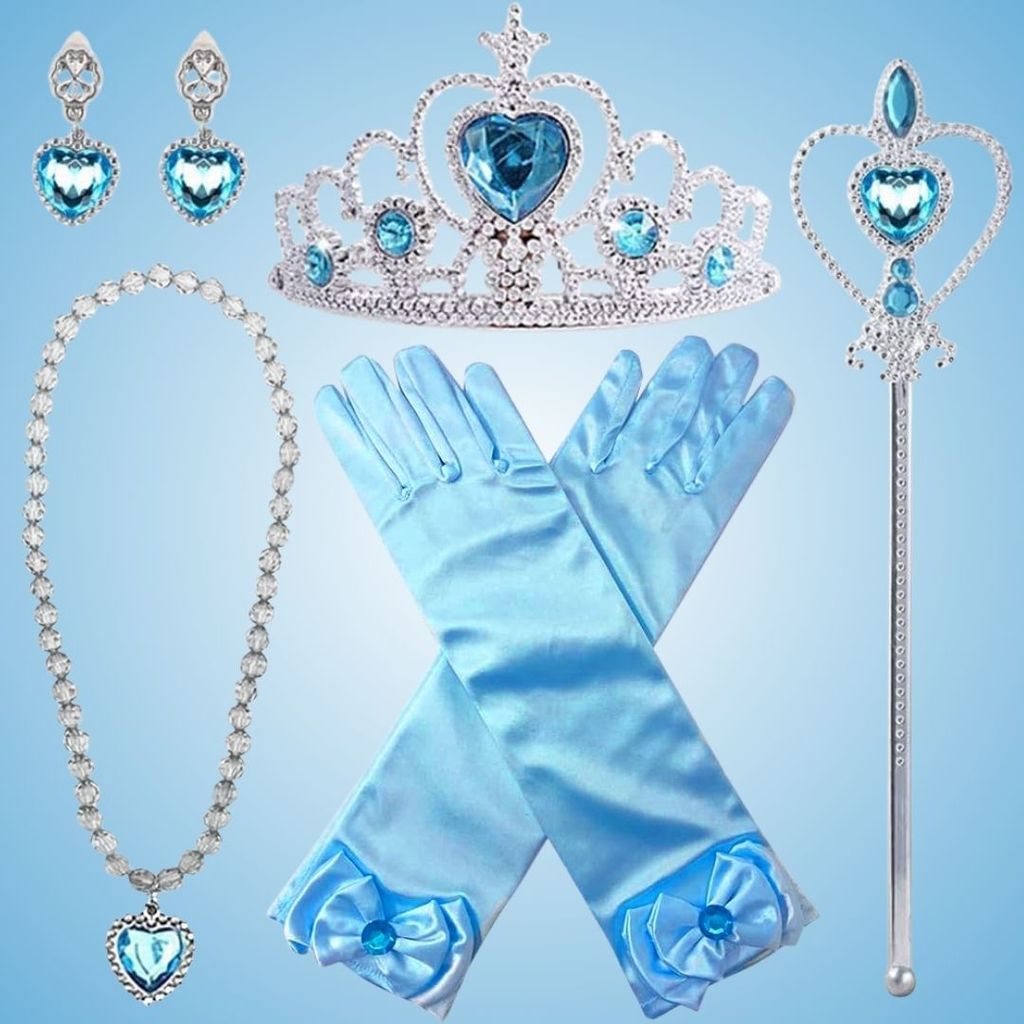 Frozen Gloves, Tiara, Wand, Necklace, Earrings Set - 5PC - Jewellery Sets | Buy online on ZillyBuy