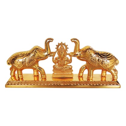 Aluminium  Elegant Elephant Design Sindhur Dibbi with Ganesh Statue (ASMAS398 G)