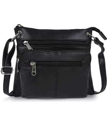 CIMONI Sling Bag Pure Leather Set of 1 ( Black )