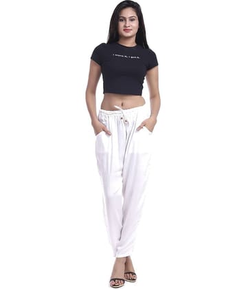Lee Moda - White Rayon Flared Fit Women's Casual Pants  ( Pack of 1 )