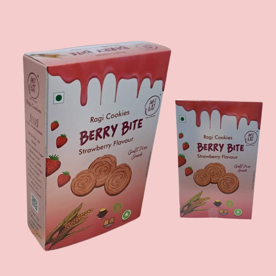 Berry Bite Strawberry Flavour  (Ragi Cookies), 100 gm