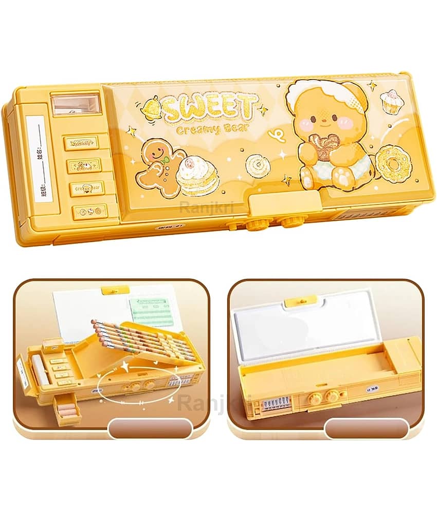 Villy Multifunctional Geometry Lock Pencil Box for Kids, Students, Boys & Girls, Magnetic & Passworld Lock Compass Box