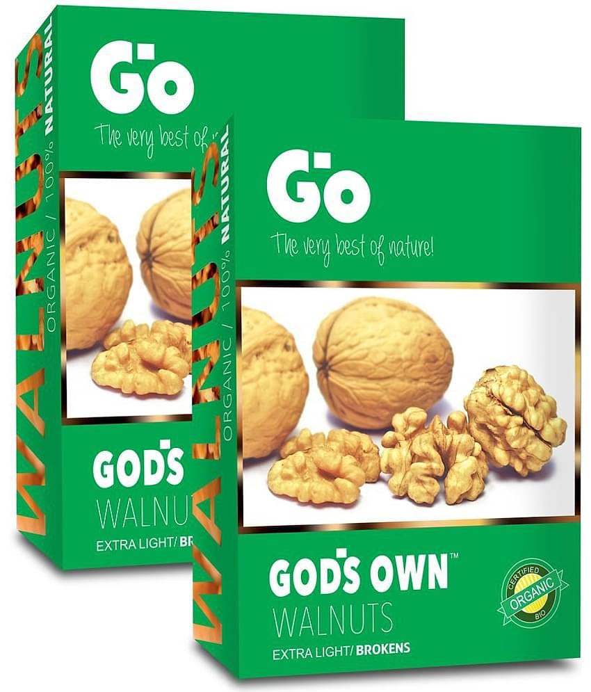 Go Organic Extra Light Broken Walnuts Kernels (Without Shell) 500g, 250g x 2 | New Crop Walnuts | Organic Walnuts | Fresh and Healthy