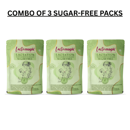 LACTOMAGIC Lactation Supplement Powder - To Increase Mother's Breast Milk Supply With Power Of Satavari, Fenugreek (Sugar-Free) For Healthy Baby, 250 gm Each - Pack of 3