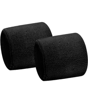 Just Rider Black Unisex Wristband For Sports activities (Set of 2 Pcs )