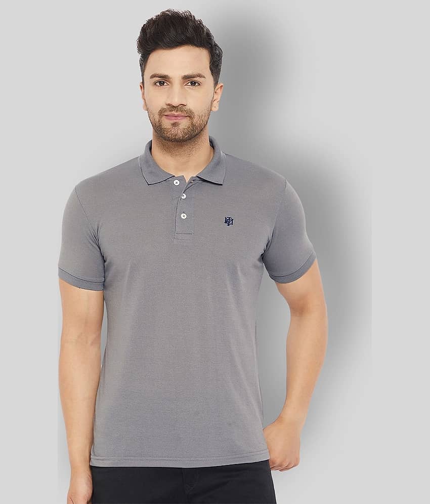 The Million Club Pack of 1 Polyester Regular Fit Solid Half Sleeves Men's Polo T Shirt ( Grey )