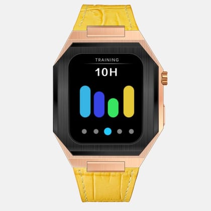 44MM Dual Tone Rose-Gold Luxury Edition iWatch Case: Leather Strap-Yellow Leather