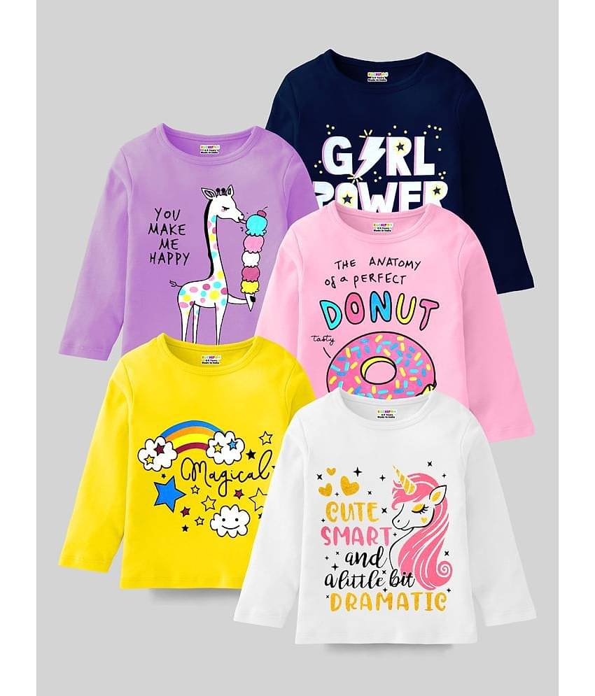 Kuchipoo Pack of 5 Girls Cotton Blend T-Shirt ( Multicolor4 )
