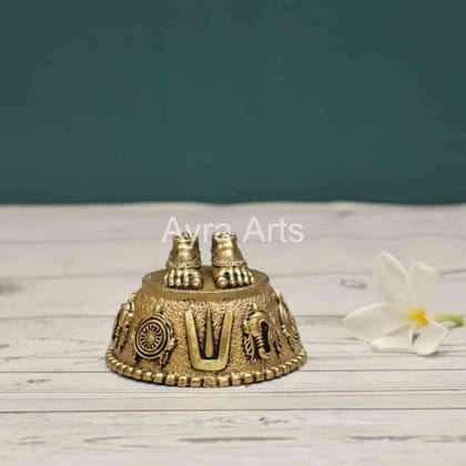 Brass Lord Tirupati Balaji Charan Paduka - 3 Inch Length