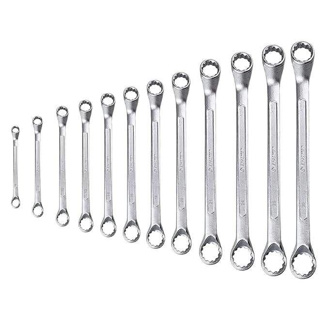 Eastman Bi-Hexagonal Ring Spanners - Shallow Offset - Crv Set Of 10 Pcs, Kit-07-101SD,Automotive Spanner Kit Chrome Vanadium Steel, Chrome Plated Ideal For Mechanical Work and Automotive Work (E-2007)