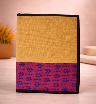 Handcrafted Jute File Folder with Hand Block Printed Fabric Panel