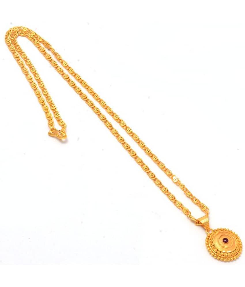 Jewar Mandi New Design Gold Plated Locket/Pendant with Link Chain Daily use for Men, Women & Girls, Boys