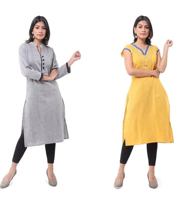 DESHBANDHU DBK - Multicolor Cotton Women's Straight Kurti ( Pack of 2 )
