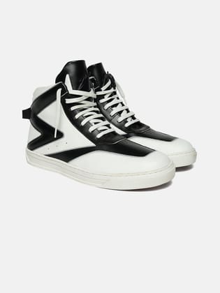 ZH IV - WHITE - White Two-Tone High-Top Leather Sneakers-6