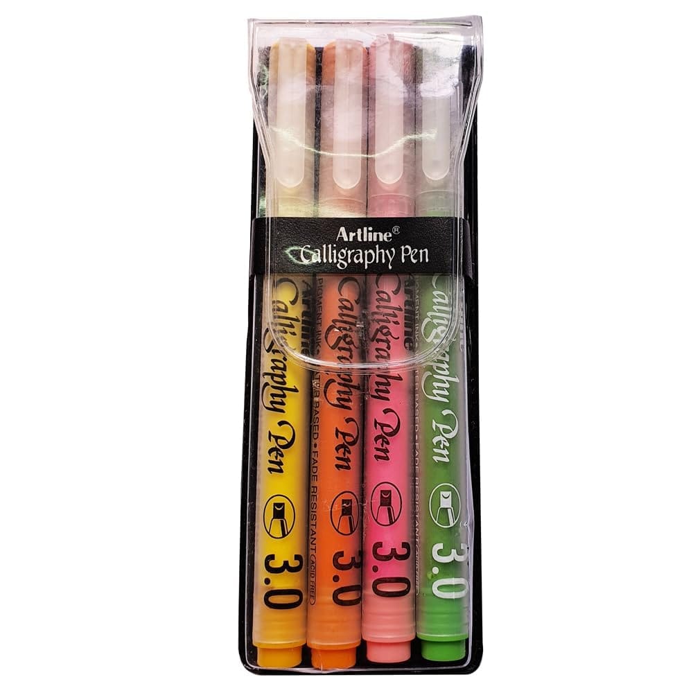 Artline Premium Calligraphy Pens Set of 4 Warm Pastel | Elegant Handwriting for Cards, Sketching, Lettering & Music
