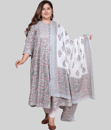 miravan - Blue Cotton Women's Anarkali Kurti ( Pack of 1 )