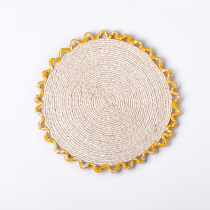 Crimson-Edged Jute Tabletop Collection- M