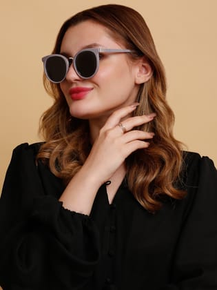 SUNNIES Large Full Frame Metal.Plastic Round Solid Polarized Women Sunglasses-SNS-11684-C026