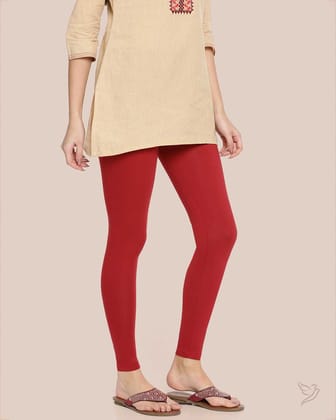 Cotton Ankle Legging - Lava Red-S / Lava Red