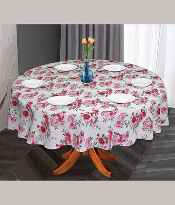 Oasis Hometex Printed Cotton 6 Seater Round Table Cover ( 152 x 152 ) cm Pack of 1 Multicolor
