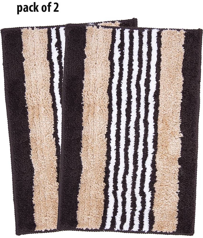 Aazeem Antiskid Cotton Bath Mat 40x60 cm ( Pack of 2 )  Black