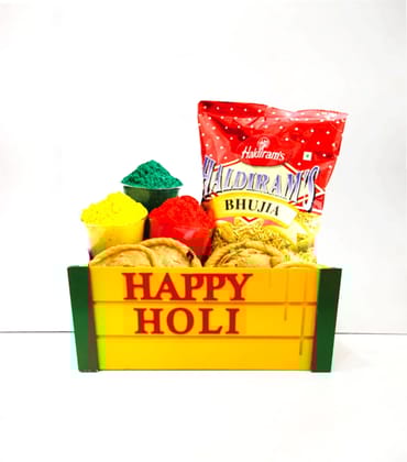 Happy Holi Gift Basket empty for Hampers and packing Goodies, colorful basket for jars and sweets, Decorative basket.