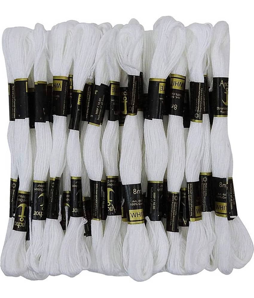PRANSUNITA Anchor Stranded Cotton 6 Strand Cross-Stitch Hand Embroidery Stranded Cotton Craft Sewing Floss Thread, Pack of 10