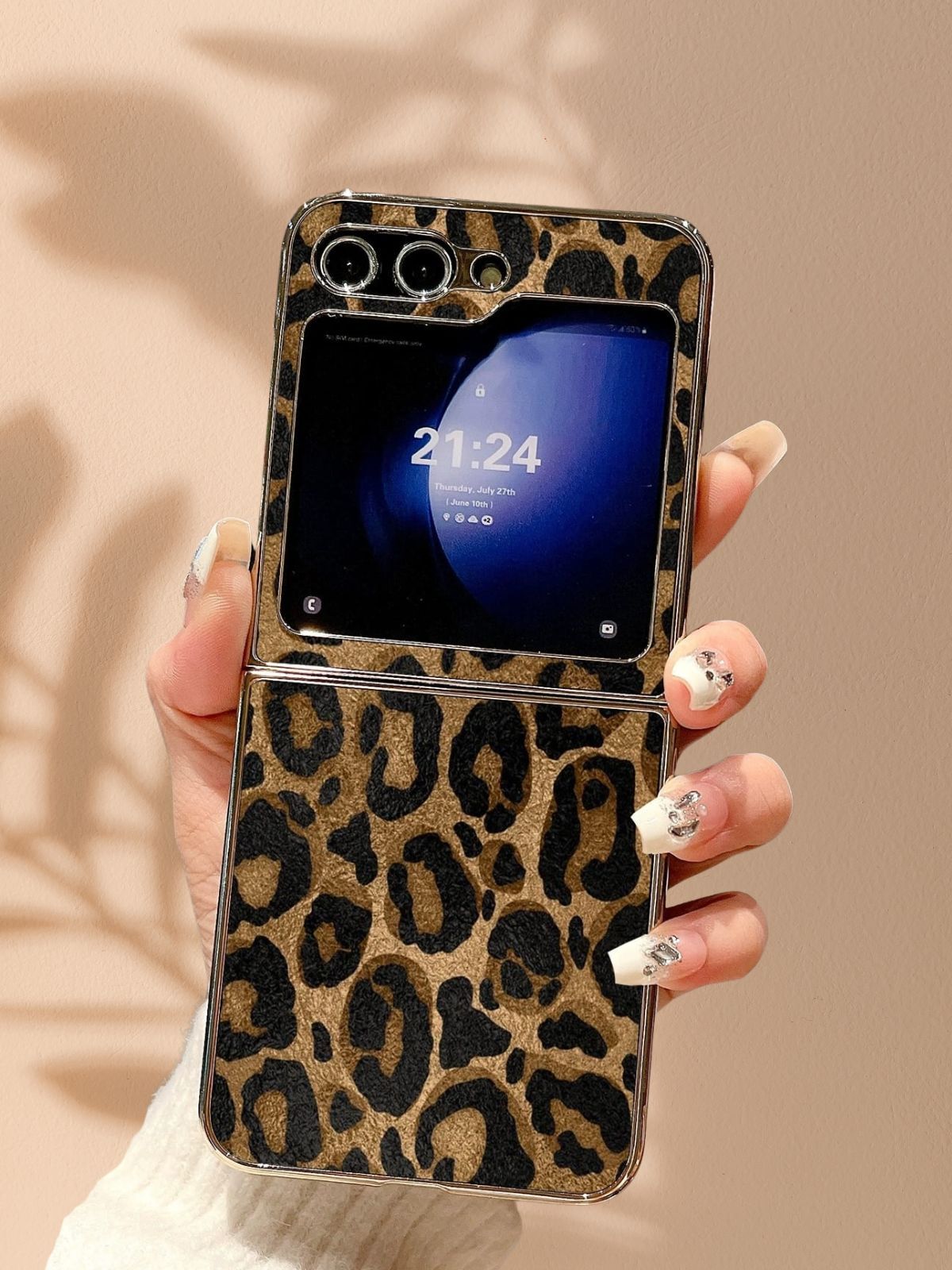 Leopard Print Gold Electroplated Cover-Samsung Galaxy Z Flip 5