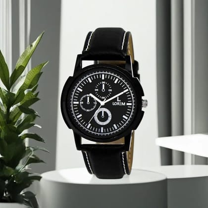 LOREM Black & White Glossy Finish Analog Watch for Men LR13-UF
