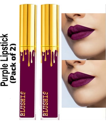 BLUSHIS Waterproof Purple Matte Lipstick (Pack of 2)