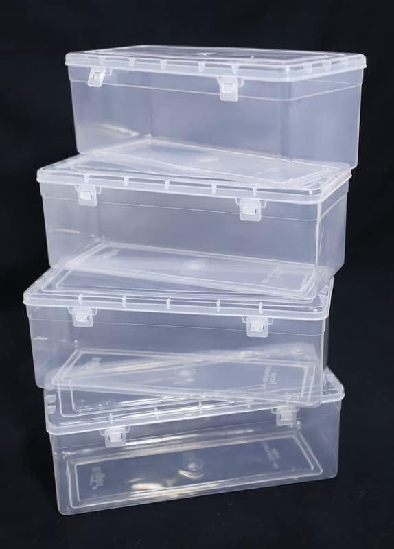 Plastic Storage Boxes with Snap Lock Lid, 21.5 cm x 9 cm, Stackable Organiser Containers, pack of 1