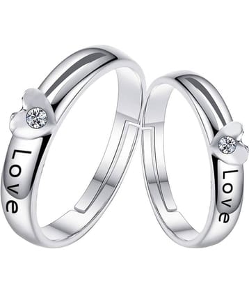 Speical For Couple Ring Valentines Couples Gift Love Heart  Silver Plated Adjustable Couple  Ring Women And Men