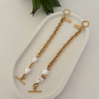Golden T-Bar & Ring Bracelet-Gold