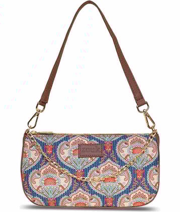 Zouk Shoulder Bag Jute Set of 1 ( Blue )