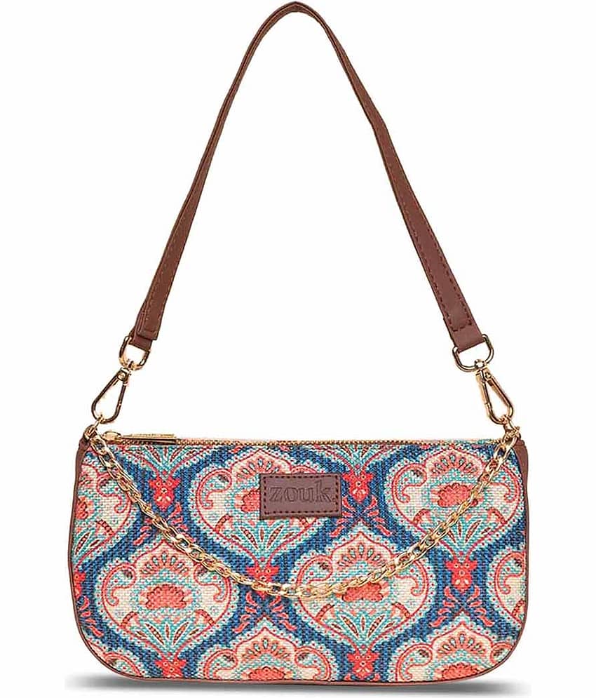 Zouk Shoulder Bag Jute Set of 1 ( Blue )