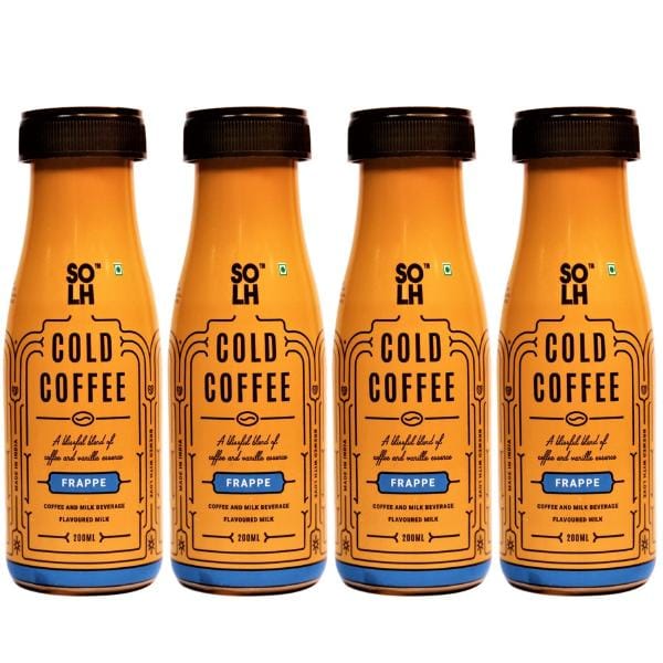 SOLH Frappe Cold Coffee Smooth, Creamy & Intense Bottle 200 Ml (Pack of 4)