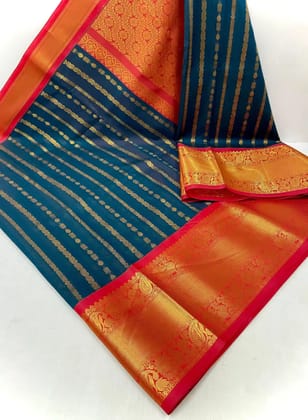 Elegant Chanderi Kuppadam Sarees with Gold Border