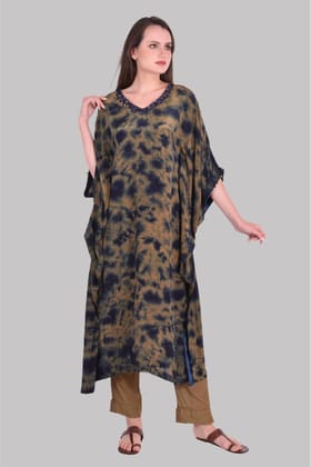 Navy Brown splash Tie Dye Kaftan Set of 2-S