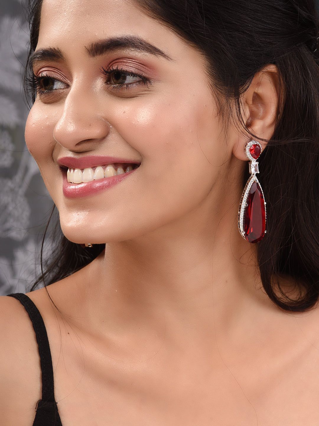 Red Contemporary Drop Earrings