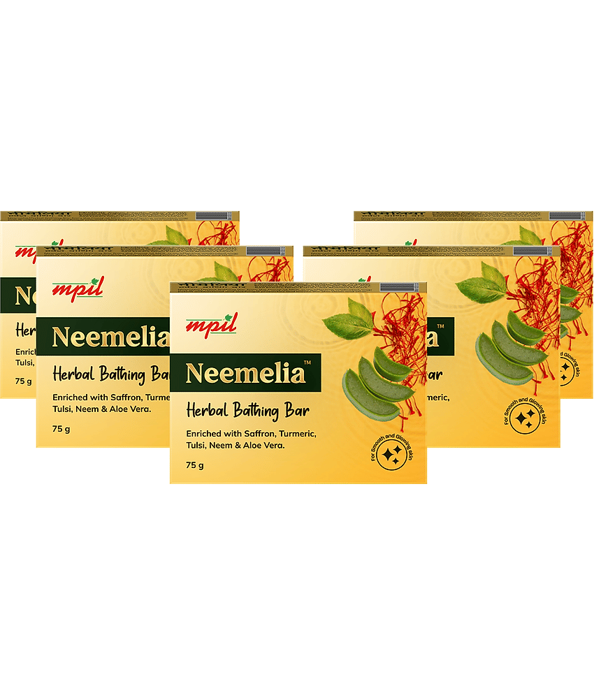Mpil Wellness Neemelia Herbal Bathing Bar Pure Neem & Kesar Soap All Skin Types (Pack of 5)