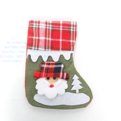 Red & White Chequred Christmas Stockings with Christmas Tree Santa
