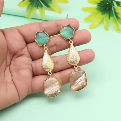 Frosted Pista Green Color Amrapali Earrings-Earring Length: 7.00 CM x Width: 2.50 CM / Green / Brass With Good Quality Gold Plated